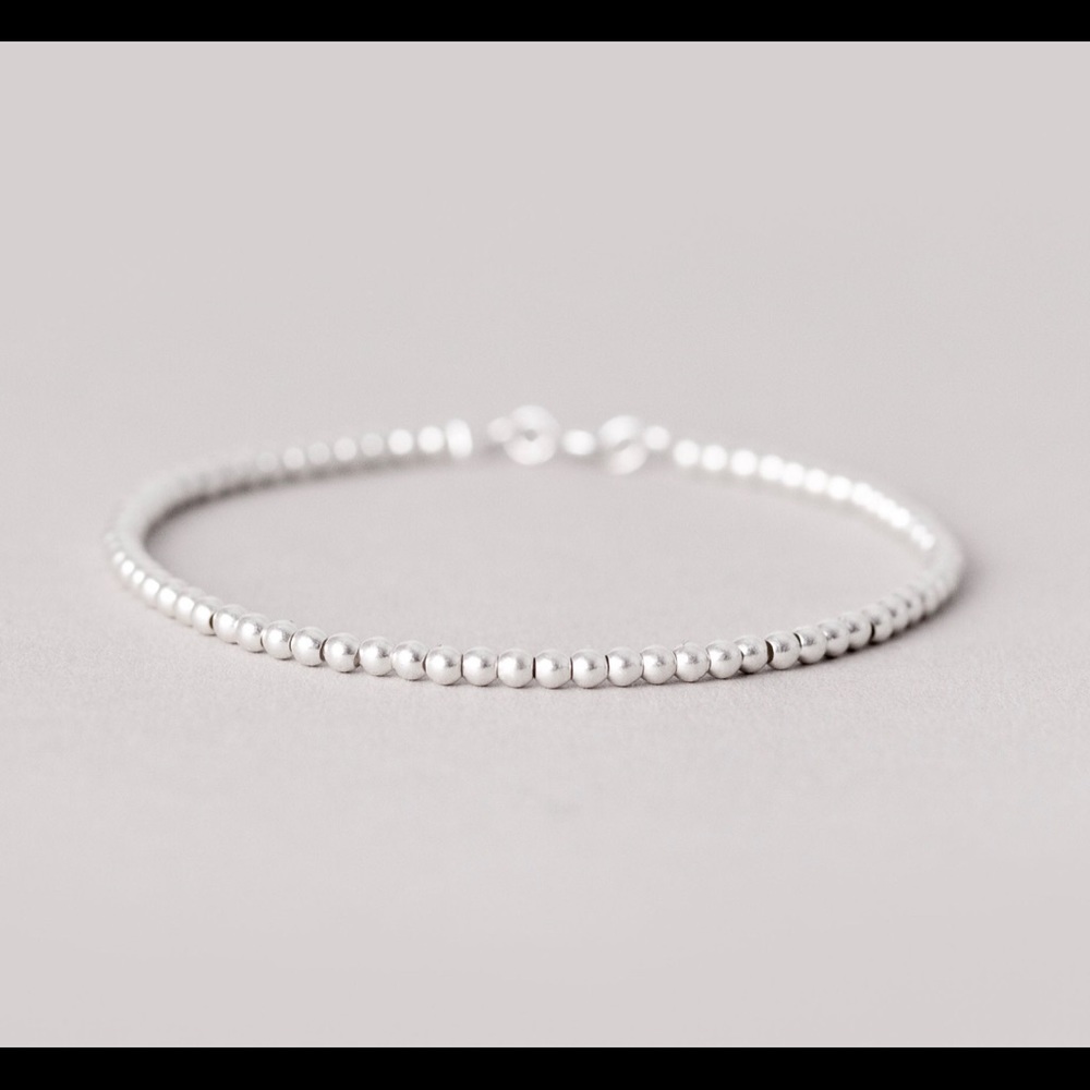 925 Solid Sterling Silver ball Beaded Bracelet